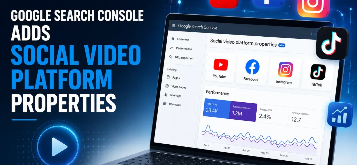Google Search Console social video dashboard