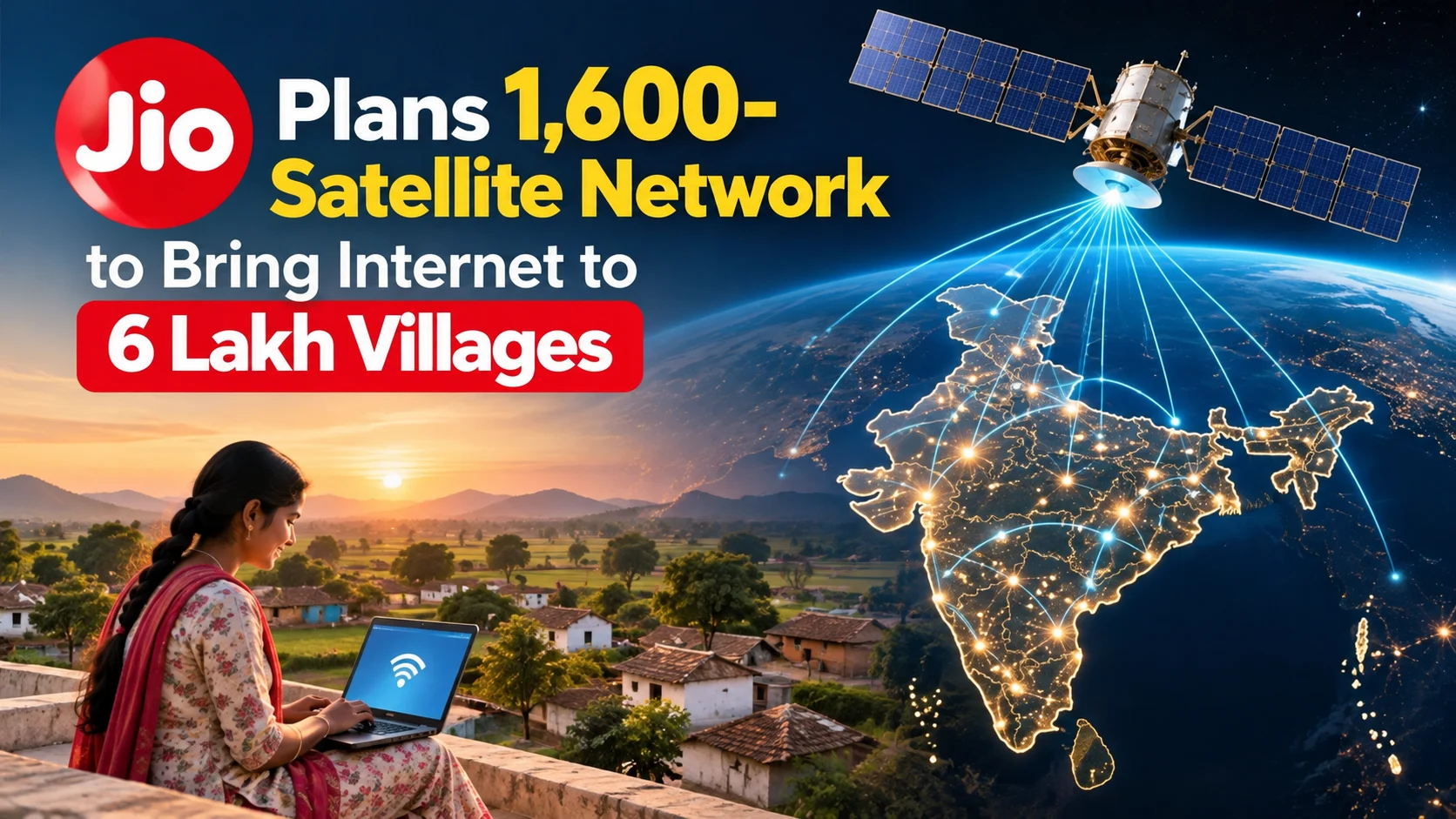 Jio Plans 1,600 Satellite Network to Bring Internet to 6 Lakh Villages